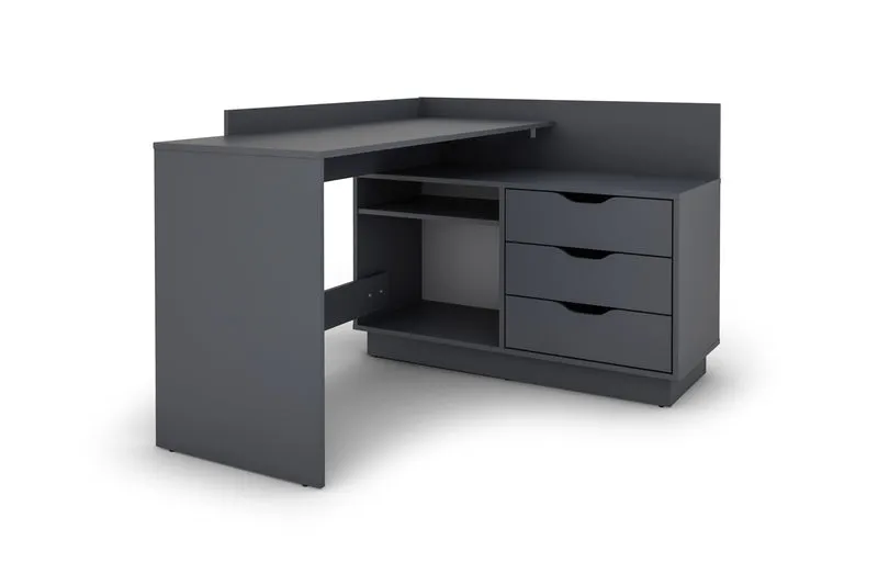 Winkelschreibtisch BELFAST / Rechts oder Links montierbar / 3 Schubkästen / Anthrazit, Weiß-Anthrazit, Artisan Eiche (Eiche-Optik) oder Old Wood (Altholz-Optik) /Bürotisch / Eckschreibtisch / Schreibtisch / B 129, H 83,5, T 105 cm
