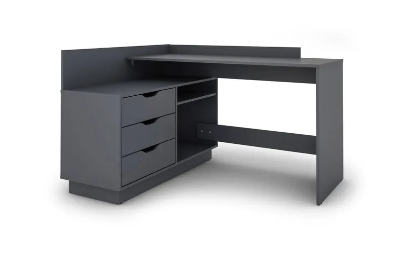 Winkelschreibtisch BELFAST / Rechts oder Links montierbar / 3 Schubkästen / Anthrazit, Weiß-Anthrazit, Artisan Eiche (Eiche-Optik) oder Old Wood (Altholz-Optik) /Bürotisch / Eckschreibtisch / Schreibtisch / B 129, H 83,5, T 105 cm