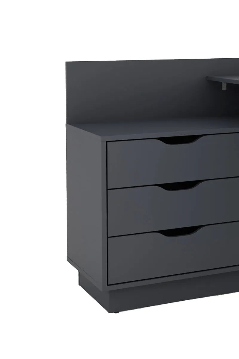 Winkelschreibtisch BELFAST / Rechts oder Links montierbar / 3 Schubkästen / Anthrazit, Weiß-Anthrazit, Artisan Eiche (Eiche-Optik) oder Old Wood (Altholz-Optik) /Bürotisch / Eckschreibtisch / Schreibtisch / B 129, H 83,5, T 105 cm