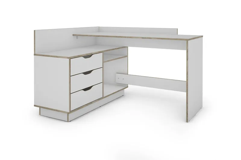 Winkelschreibtisch BELFAST / Rechts oder Links montierbar / 3 Schubkästen / Anthrazit, Weiß-Anthrazit, Artisan Eiche (Eiche-Optik) oder Old Wood (Altholz-Optik) /Bürotisch / Eckschreibtisch / Schreibtisch / B 129, H 83,5, T 105 cm