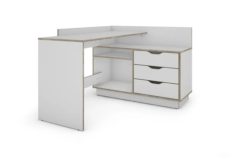 Winkelschreibtisch BELFAST / Rechts oder Links montierbar / 3 Schubkästen / Anthrazit, Weiß-Anthrazit, Artisan Eiche (Eiche-Optik) oder Old Wood (Altholz-Optik) /Bürotisch / Eckschreibtisch / Schreibtisch / B 129, H 83,5, T 105 cm