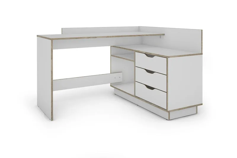 Winkelschreibtisch BELFAST / Rechts oder Links montierbar / 3 Schubkästen / Anthrazit, Weiß-Anthrazit, Artisan Eiche (Eiche-Optik) oder Old Wood (Altholz-Optik) /Bürotisch / Eckschreibtisch / Schreibtisch / B 129, H 83,5, T 105 cm