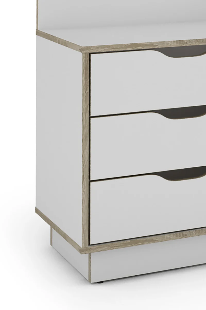 Winkelschreibtisch BELFAST / Rechts oder Links montierbar / 3 Schubkästen / Anthrazit, Weiß-Anthrazit, Artisan Eiche (Eiche-Optik) oder Old Wood (Altholz-Optik) /Bürotisch / Eckschreibtisch / Schreibtisch / B 129, H 83,5, T 105 cm