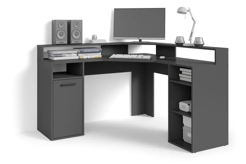 Schreibtisch FOX / Gaming-Tisch in anthrazit, weiß, Old Wood (Altholz-Optik) oder Artisan Eiche (Eiche-Optik) / Mit viel Stauraum und großer Tischplatte / Computer-Tisch / PC / Arbeits-Tisch / B 139, H 90,8, T 139 cm