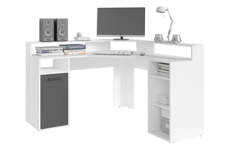 Schreibtisch FOX / Gaming-Tisch in anthrazit, weiß, Old Wood (Altholz-Optik) oder Artisan Eiche (Eiche-Optik) / Mit viel Stauraum und großer Tischplatte / Computer-Tisch / PC / Arbeits-Tisch / B 139, H 90,8, T 139 cm