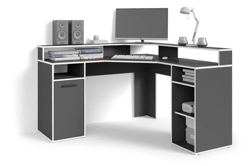 Schreibtisch FOX / Gaming-Tisch in anthrazit, weiß, Old Wood (Altholz-Optik) oder Artisan Eiche (Eiche-Optik) / Mit viel Stauraum und großer Tischplatte / Computer-Tisch / PC / Arbeits-Tisch / B 139, H 90,8, T 139 cm
