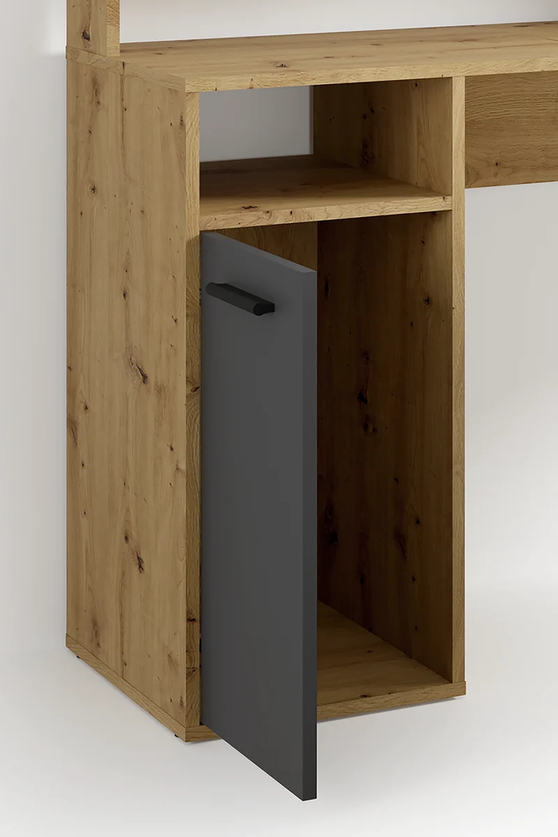 Schreibtisch FOX / Gaming-Tisch in anthrazit, weiß, Old Wood (Altholz-Optik) oder Artisan Eiche (Eiche-Optik) / Mit viel Stauraum und großer Tischplatte / Computer-Tisch / PC / Arbeits-Tisch / B 139, H 90,8, T 139 cm