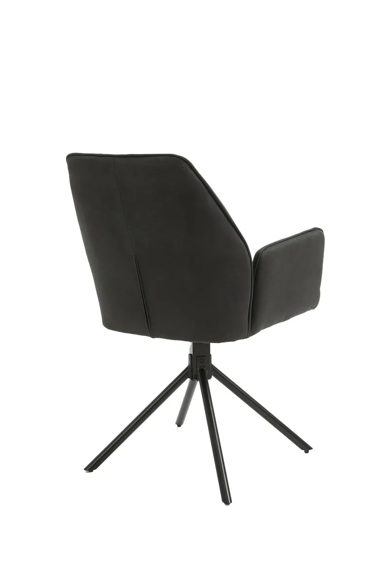 Esszimmerstuhl 2er Set Blair / Microfaser in schwarz, Samt in anthrazit oder Webstoff in hellgrau / Gestell Metall schwarz / Sitzschale 360° drehbar / Esszimmerstuhl / Wohnzimmerstuhl / B 57, H 89, T 61 cm