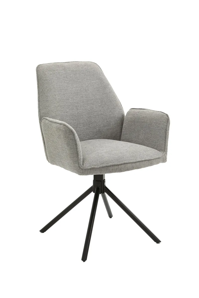 Esszimmerstuhl 2er Set Blair / Microfaser in schwarz, Samt in anthrazit oder Webstoff in hellgrau / Gestell Metall schwarz / Sitzschale 360° drehbar / Esszimmerstuhl / Wohnzimmerstuhl / B 57, H 89, T 61 cm