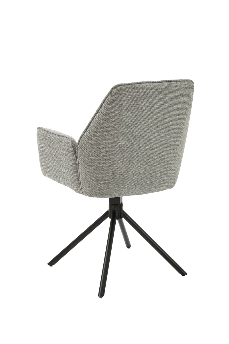 Esszimmerstuhl 2er Set Blair / Microfaser in schwarz, Samt in anthrazit oder Webstoff in hellgrau / Gestell Metall schwarz / Sitzschale 360° drehbar / Esszimmerstuhl / Wohnzimmerstuhl / B 57, H 89, T 61 cm