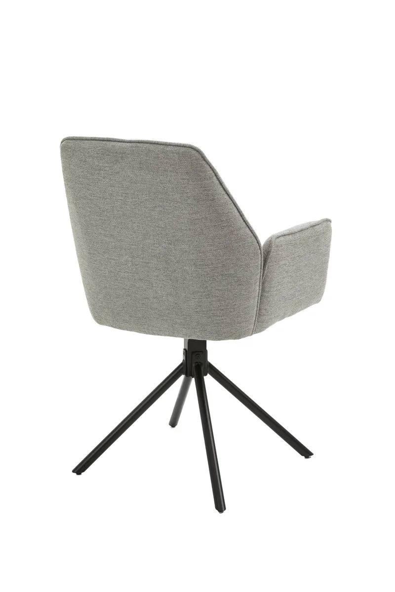 Esszimmerstuhl 2er Set Blair / Microfaser in schwarz, Samt in anthrazit oder Webstoff in hellgrau / Gestell Metall schwarz / Sitzschale 360° drehbar / Esszimmerstuhl / Wohnzimmerstuhl / B 57, H 89, T 61 cm