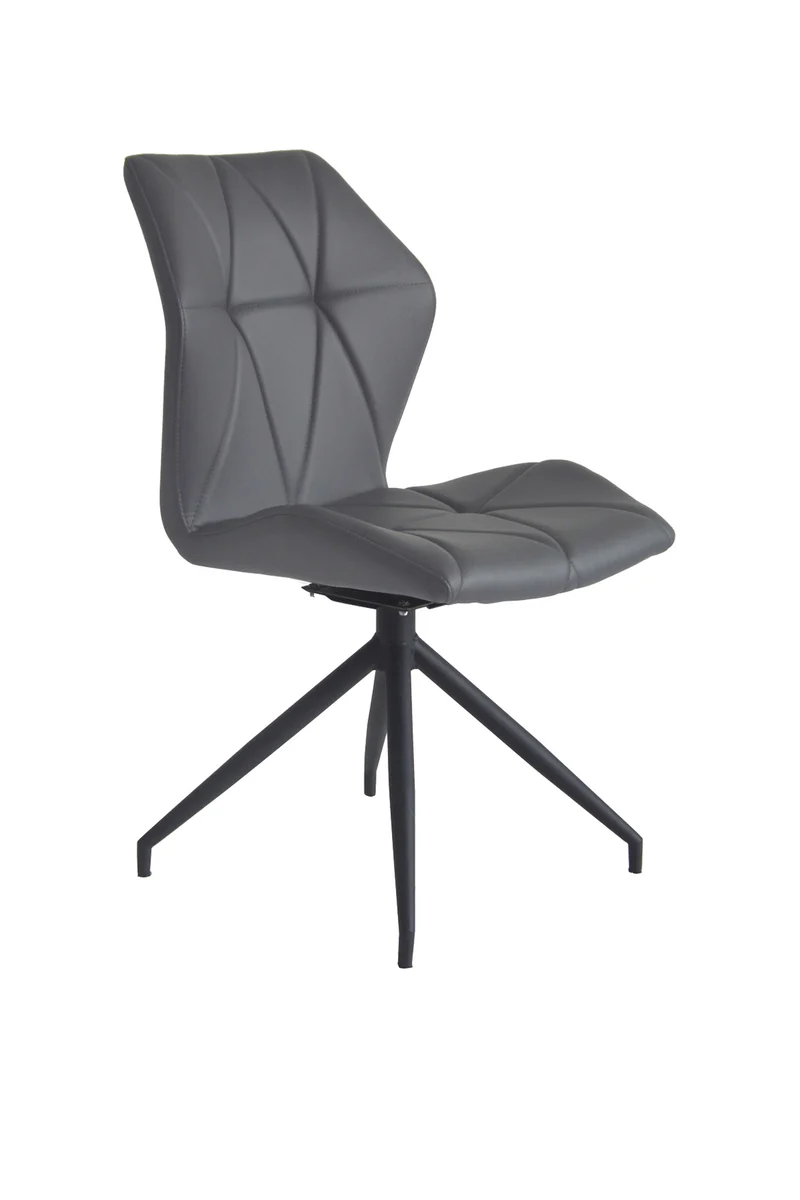 Esszimmerstuhl 2er Set IMKE / Kunstleder grau oder schwarz / Gestell Metall schwarz / Sitzschale 360° drehbar / Esszimmerstuhl / Diamanten-Steppung / B 52, H 90,5, T 62 cm