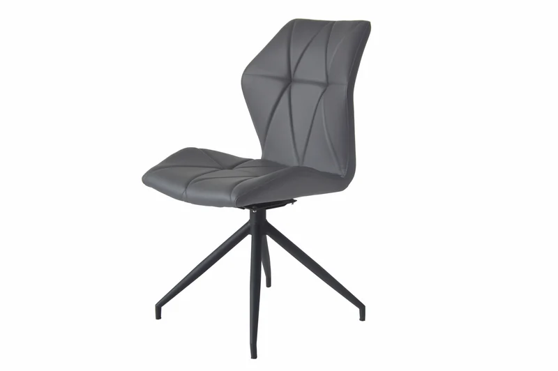 Esszimmerstuhl 2er Set IMKE / Kunstleder grau oder schwarz / Gestell Metall schwarz / Sitzschale 360° drehbar / Esszimmerstuhl / Diamanten-Steppung / B 52, H 90,5, T 62 cm