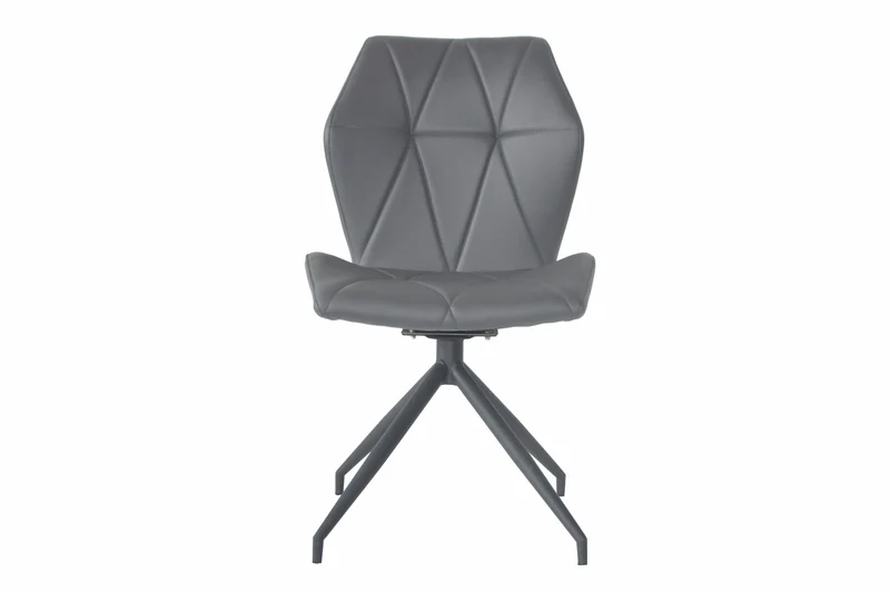 Esszimmerstuhl 2er Set IMKE / Kunstleder grau oder schwarz / Gestell Metall schwarz / Sitzschale 360° drehbar / Esszimmerstuhl / Diamanten-Steppung / B 52, H 90,5, T 62 cm