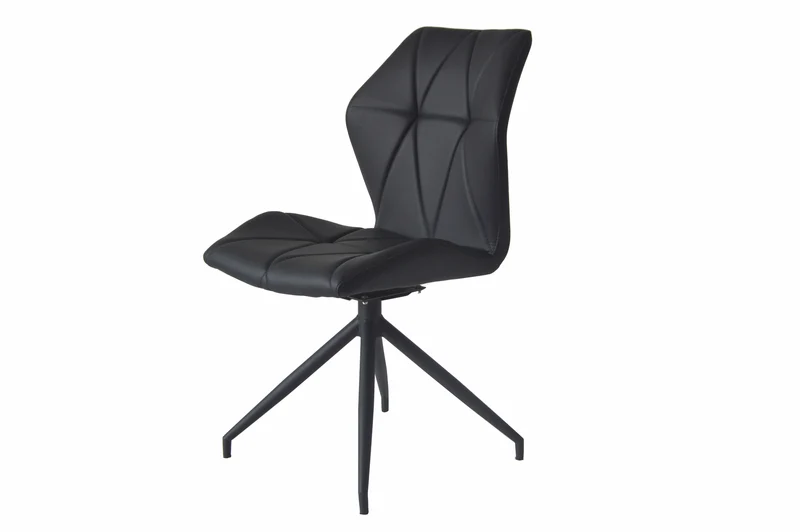 Esszimmerstuhl 2er Set IMKE / Kunstleder grau oder schwarz / Gestell Metall schwarz / Sitzschale 360° drehbar / Esszimmerstuhl / Diamanten-Steppung / B 52, H 90,5, T 62 cm