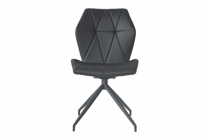 Esszimmerstuhl 2er Set IMKE / Kunstleder grau oder schwarz / Gestell Metall schwarz / Sitzschale 360° drehbar / Esszimmerstuhl / Diamanten-Steppung / B 52, H 90,5, T 62 cm
