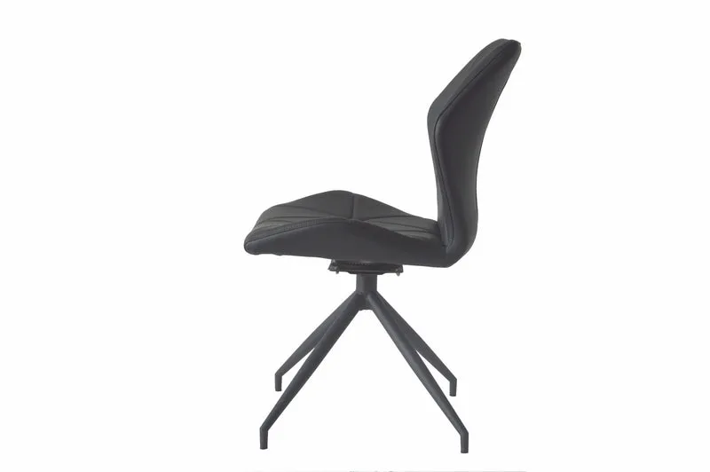 Esszimmerstuhl 2er Set IMKE / Kunstleder grau oder schwarz / Gestell Metall schwarz / Sitzschale 360° drehbar / Esszimmerstuhl / Diamanten-Steppung / B 52, H 90,5, T 62 cm