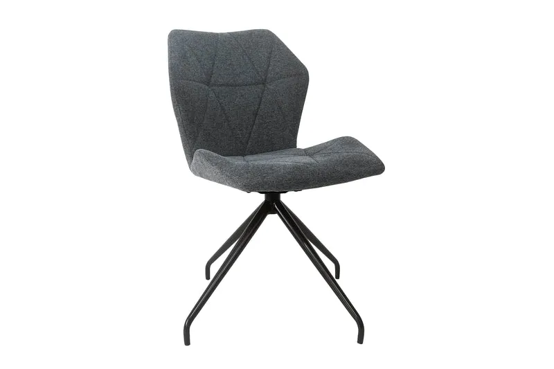 Esszimmerstuhl 2er Set IMKE / Kunstleder grau oder schwarz / Gestell Metall schwarz / Sitzschale 360° drehbar / Esszimmerstuhl / Diamanten-Steppung / B 52, H 90,5, T 62 cm