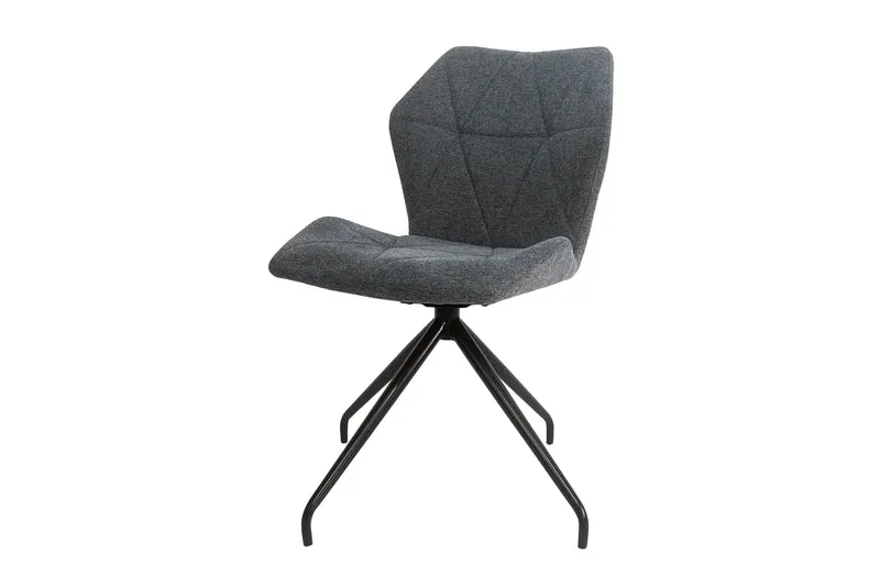 Esszimmerstuhl 2er Set IMKE / Kunstleder grau oder schwarz / Gestell Metall schwarz / Sitzschale 360° drehbar / Esszimmerstuhl / Diamanten-Steppung / B 52, H 90,5, T 62 cm