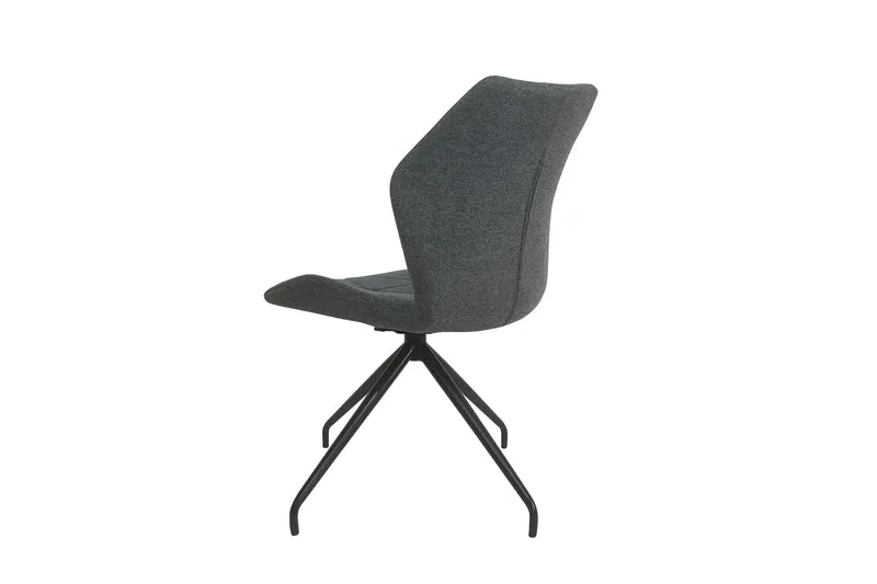 Esszimmerstuhl 2er Set IMKE / Kunstleder grau oder schwarz / Gestell Metall schwarz / Sitzschale 360° drehbar / Esszimmerstuhl / Diamanten-Steppung / B 52, H 90,5, T 62 cm