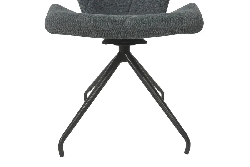 Esszimmerstuhl 2er Set IMKE / Kunstleder grau oder schwarz / Gestell Metall schwarz / Sitzschale 360° drehbar / Esszimmerstuhl / Diamanten-Steppung / B 52, H 90,5, T 62 cm