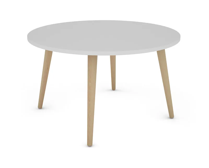 Couchtisch LASSE / Melamin weiß, Buche massiv natur / D 80, H 46 cm / skandinavischer Stil
