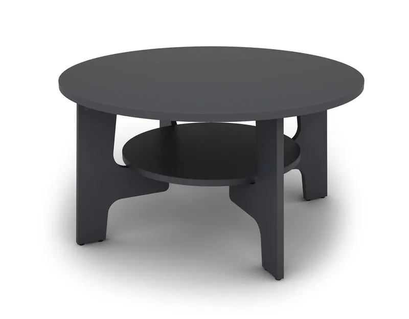 Couchtisch JONNY / Melamin anthrazit, weiß, Artisan Eiche (Eiche-Optik) oder Old Wood (Altholz-Optik) / D 80, H 42,5 cm / mit praktischem Ablageboden