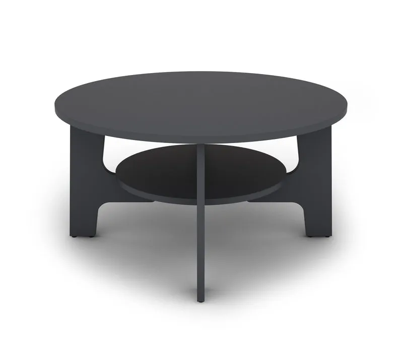 Couchtisch JONNY / Melamin anthrazit, weiß, Artisan Eiche (Eiche-Optik) oder Old Wood (Altholz-Optik) / D 80, H 42,5 cm / mit praktischem Ablageboden