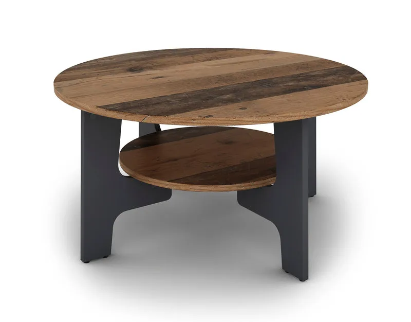 Couchtisch JONNY / Melamin anthrazit, weiß, Artisan Eiche (Eiche-Optik) oder Old Wood (Altholz-Optik) / D 80, H 42,5 cm / mit praktischem Ablageboden