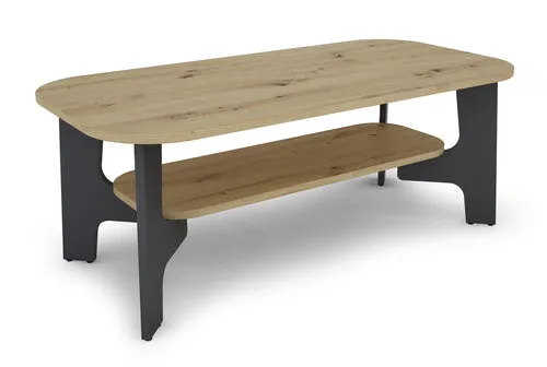 Couchtisch JONNY / Melamin Artisan Eiche (Eiche-Optik), Old Wood (Altholz-Optik) oder weiß, Melamin Anthrazit / B 110, H 42,5, T 55 cm / mit Ablageboden