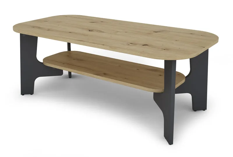 Couchtisch JONNY / Melamin Artisan Eiche (Eiche-Optik), Old Wood (Altholz-Optik) oder weiß, Melamin Anthrazit / B 110, H 42,5, T 55 cm / mit Ablageboden