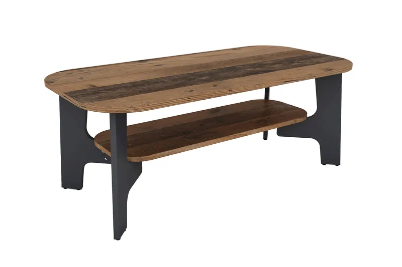 Couchtisch JONNY / Melamin Artisan Eiche (Eiche-Optik), Old Wood (Altholz-Optik) oder weiß, Melamin Anthrazit / B 110, H 42,5, T 55 cm / mit Ablageboden