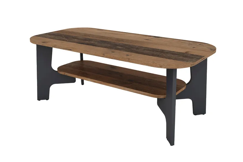Couchtisch JONNY / Melamin Artisan Eiche (Eiche-Optik), Old Wood (Altholz-Optik) oder weiß, Melamin Anthrazit / B 110, H 42,5, T 55 cm / mit Ablageboden