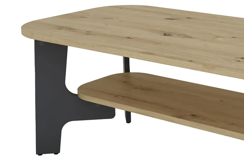 Couchtisch JONNY / Melamin Artisan Eiche (Eiche-Optik), Old Wood (Altholz-Optik) oder weiß, Melamin Anthrazit / B 110, H 42,5, T 55 cm / mit Ablageboden