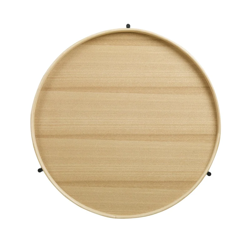 Couchtisch mit zwei Ablagen – Natur/Schwarz, Holzfurnier, Ø 69 cm