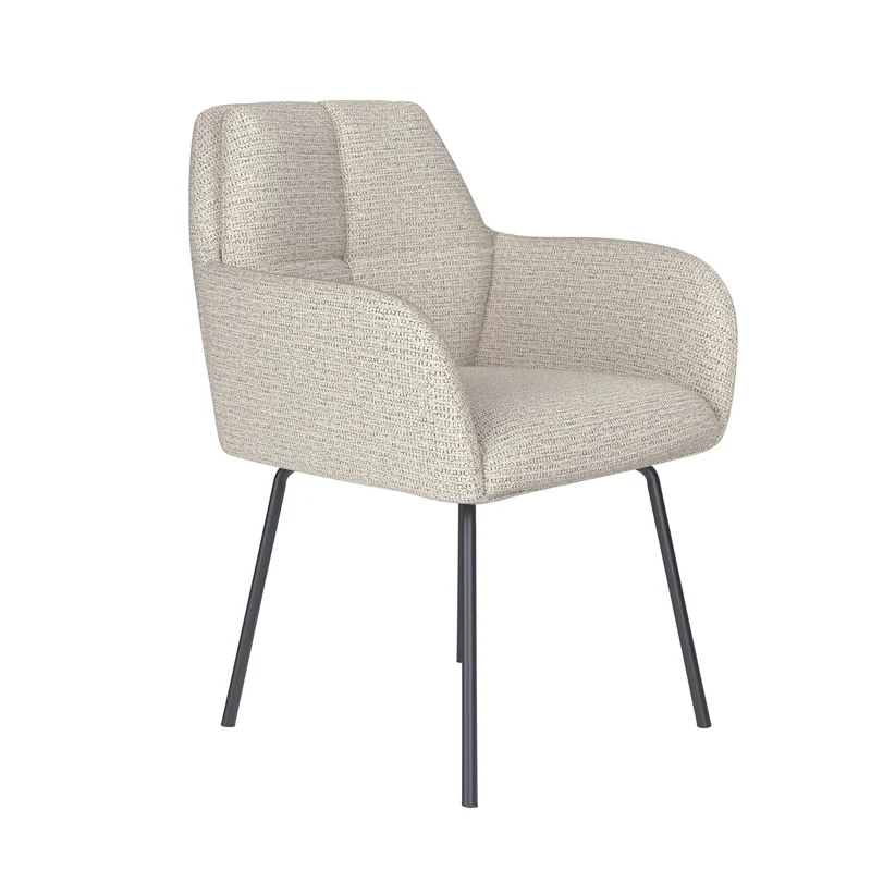 White Label Living Stuhl Pete Off-Weiß 4 Metallbeine – 62 × 63 × 85 cm