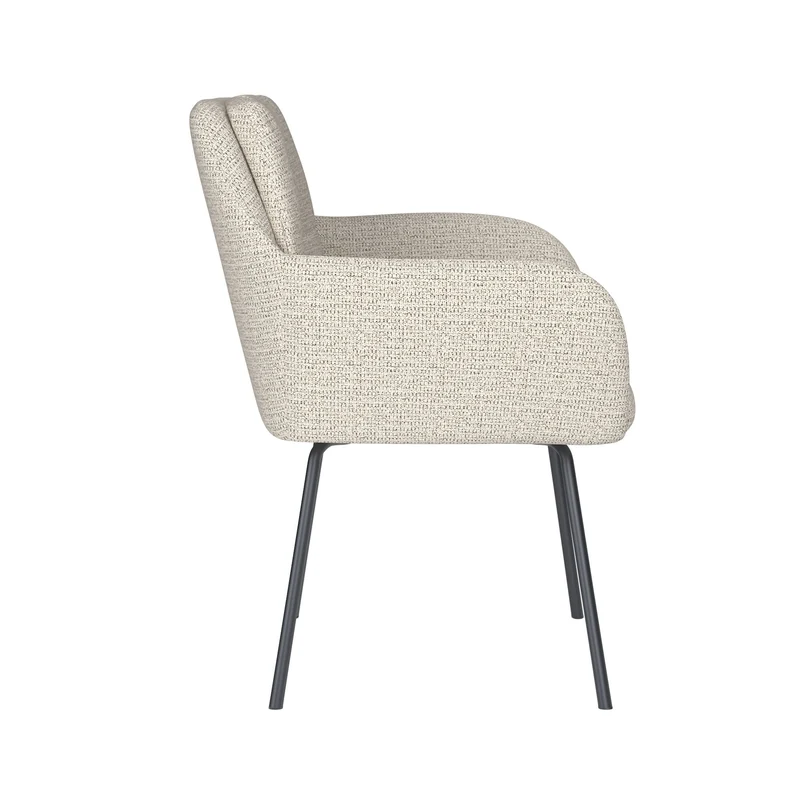 White Label Living Stuhl Pete Off-Weiß 4 Metallbeine – 62 × 63 × 85 cm