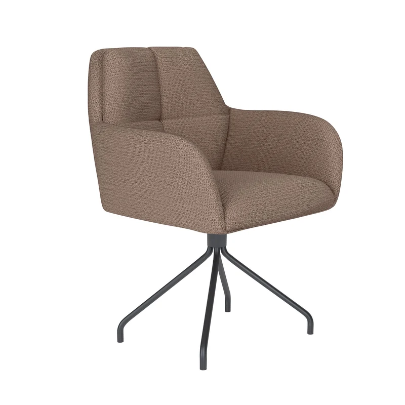 White Label Living Stuhl Pete Taupe Drehgestell – Polyester, 62 × 63 × 85 cm