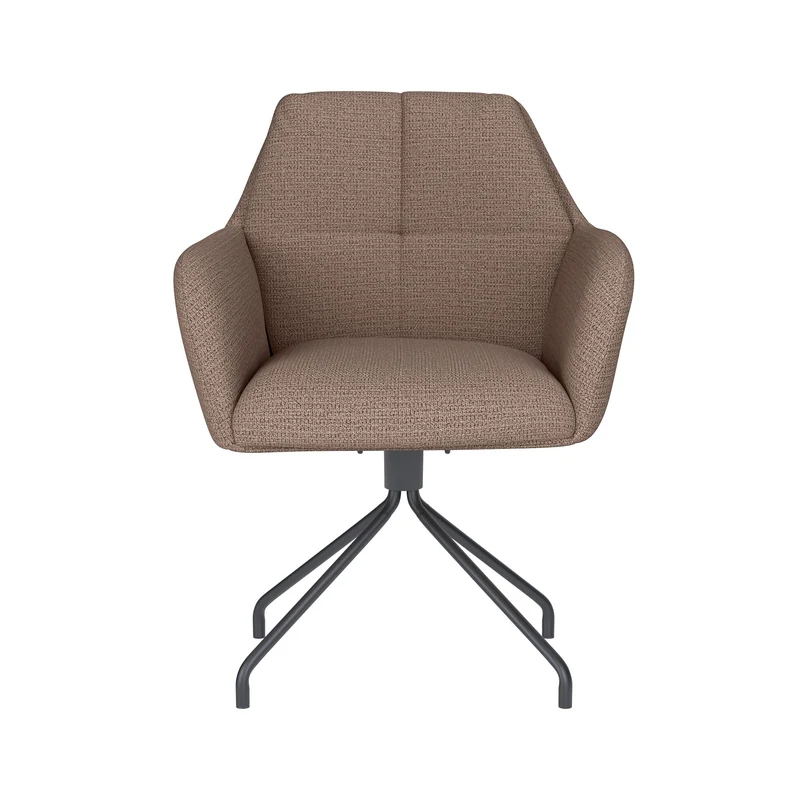 White Label Living Stuhl Pete Taupe Drehgestell – Polyester, 62 × 63 × 85 cm