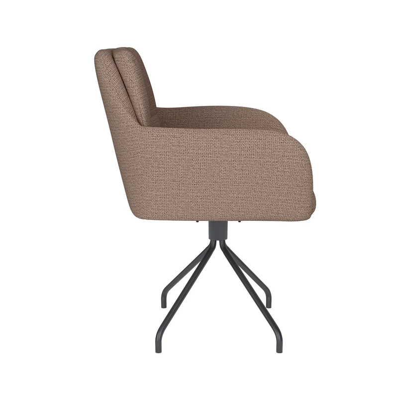 White Label Living Stuhl Pete Taupe Drehgestell – Polyester, 62 × 63 × 85 cm