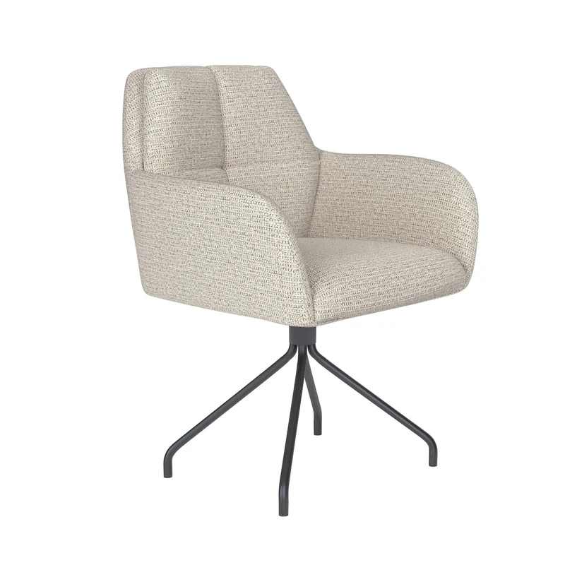 White Label Living Stuhl Pete Off-Weiß Drehgestell – Polyester, 62 × 63 × 85 cm
