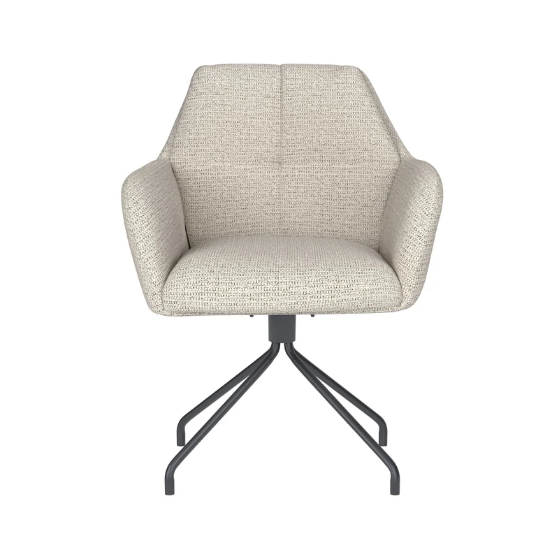 White Label Living Stuhl Pete Off-Weiß Drehgestell – Polyester, 62 × 63 × 85 cm