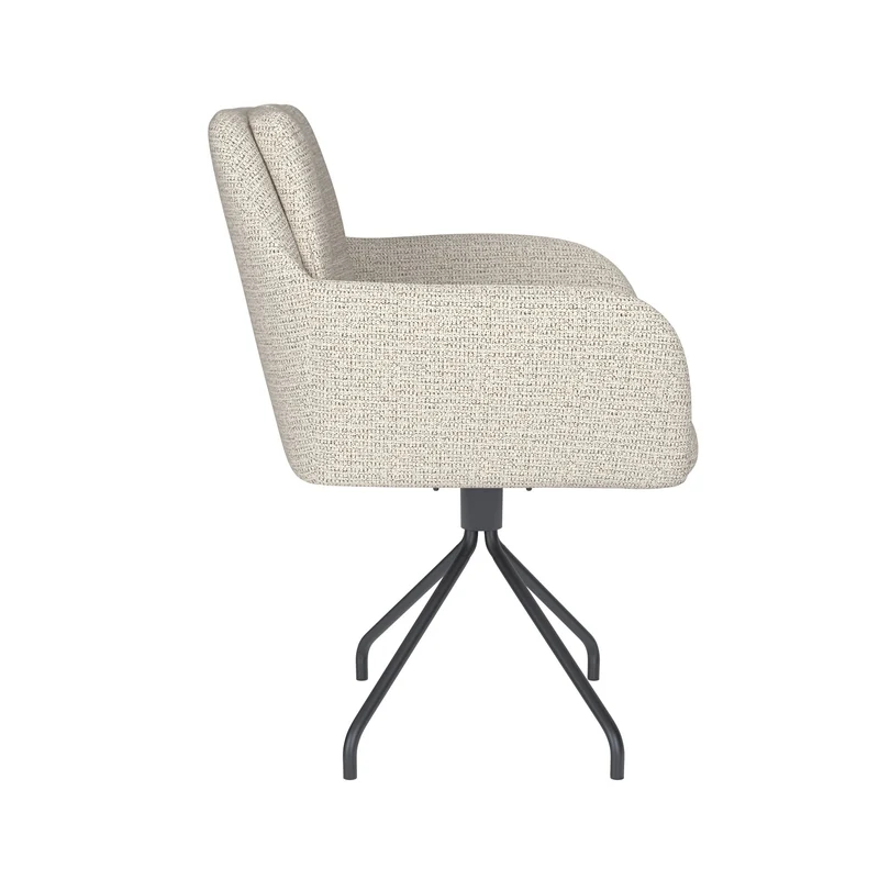 White Label Living Stuhl Pete Off-Weiß Drehgestell – Polyester, 62 × 63 × 85 cm