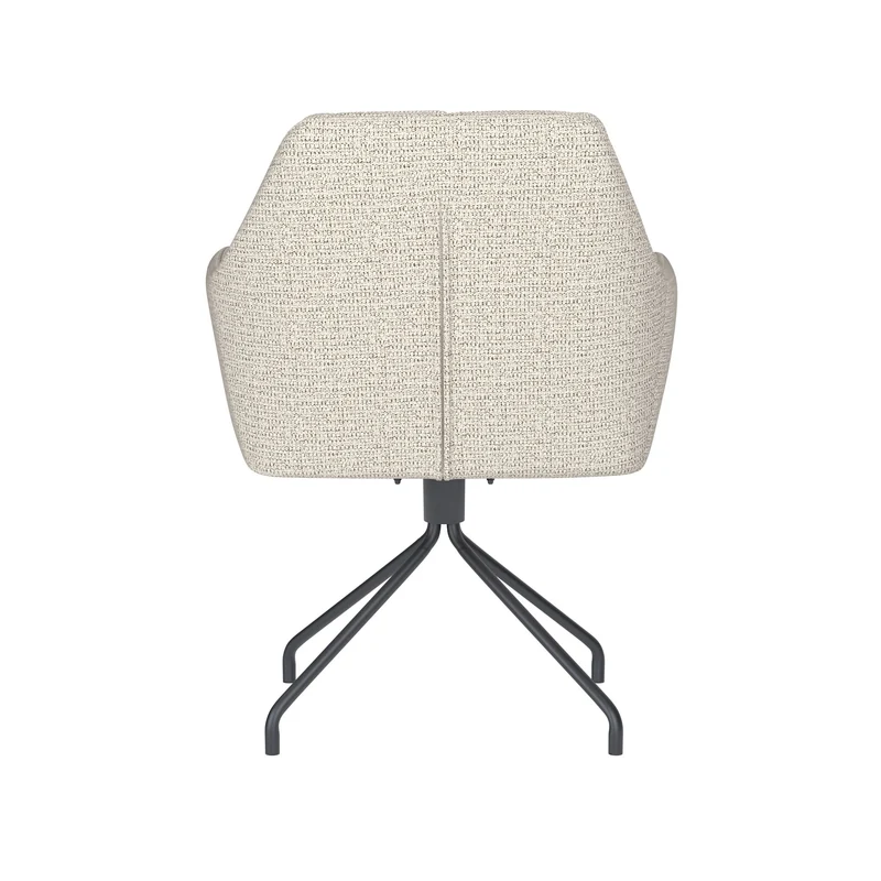 White Label Living Stuhl Pete Off-Weiß Drehgestell – Polyester, 62 × 63 × 85 cm