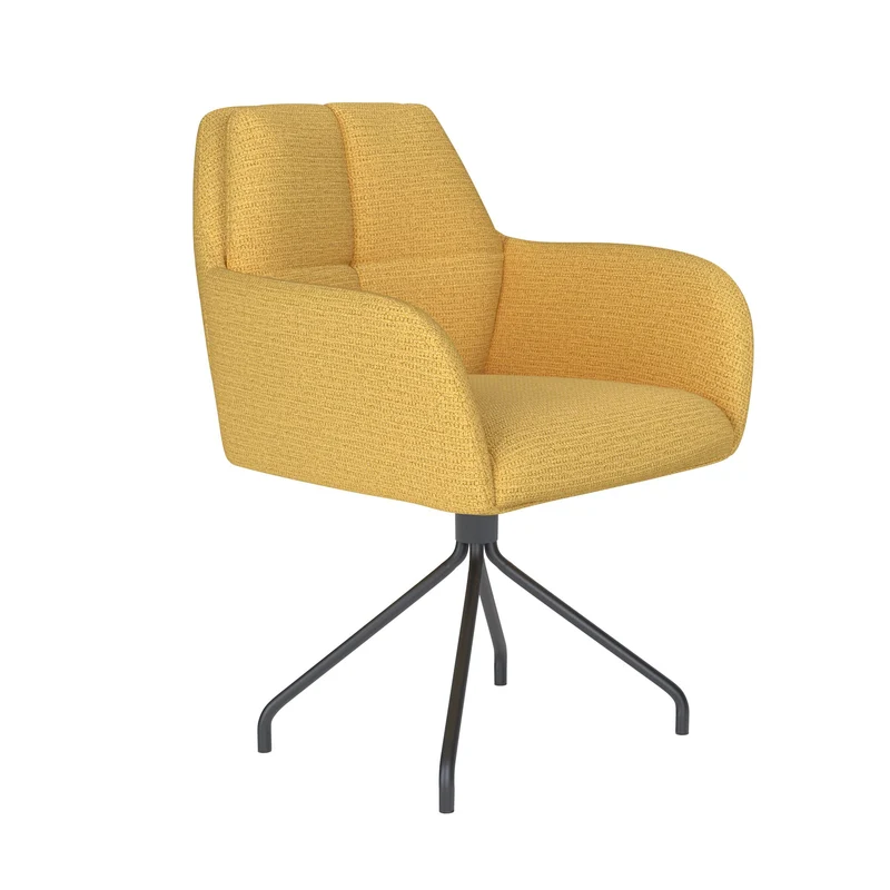 White Label Living Stuhl Pete Ocker Drehgestell – Polyester, 62 × 63 × 85 cm