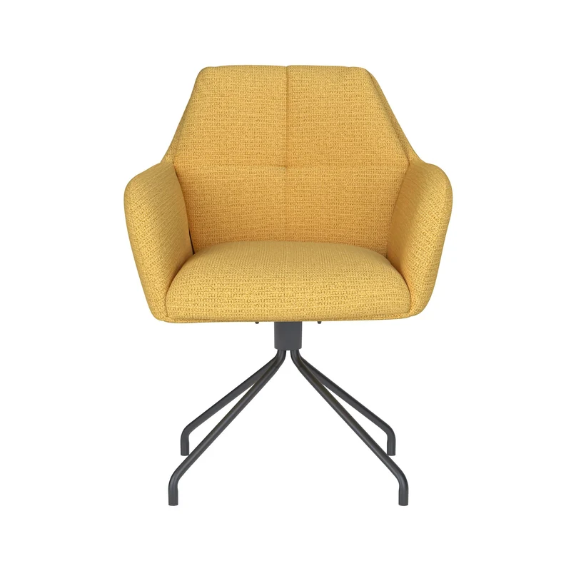 White Label Living Stuhl Pete Ocker Drehgestell – Polyester, 62 × 63 × 85 cm