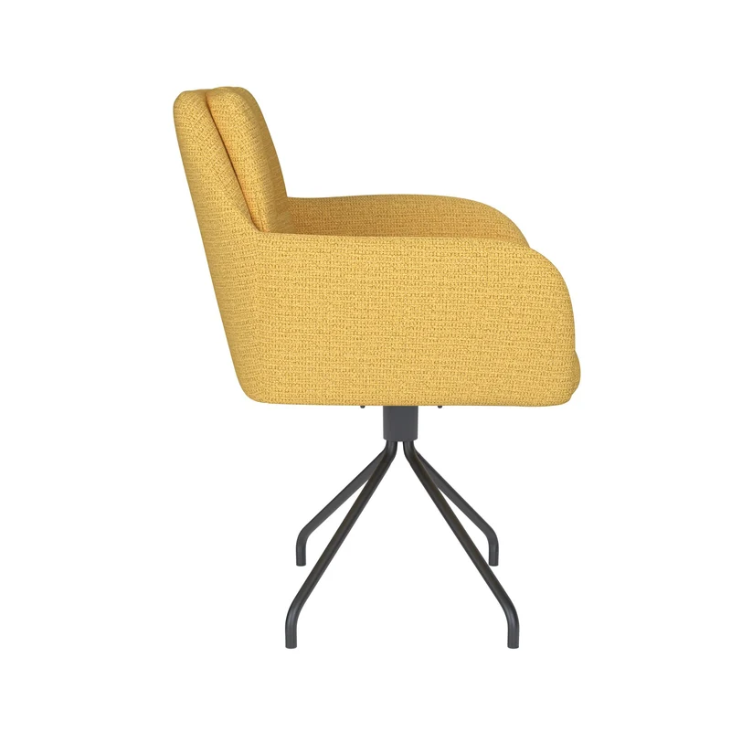 White Label Living Stuhl Pete Ocker Drehgestell – Polyester, 62 × 63 × 85 cm