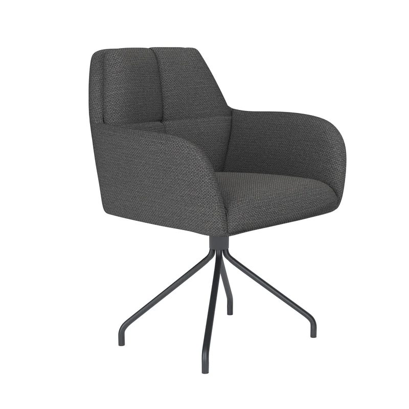 White Label Living Stuhl Pete Grau Drehgestell – Polyester, 62 × 63 × 85 cm