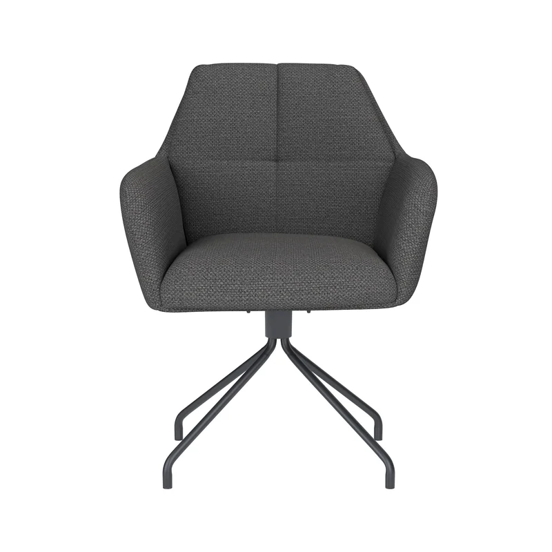 White Label Living Stuhl Pete Grau Drehgestell – Polyester, 62 × 63 × 85 cm