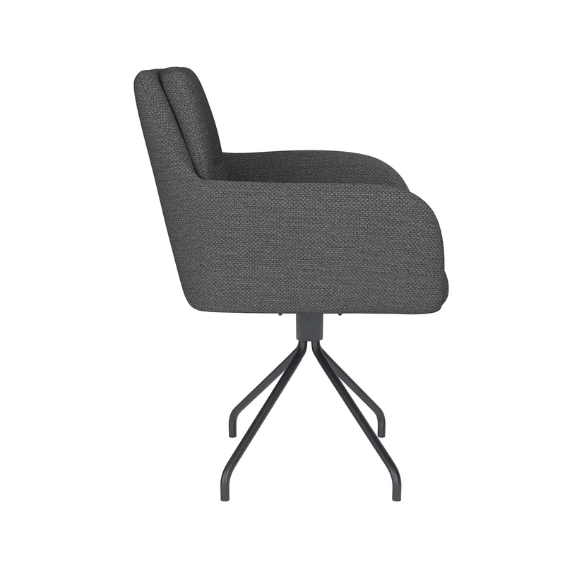 White Label Living Stuhl Pete Grau Drehgestell – Polyester, 62 × 63 × 85 cm
